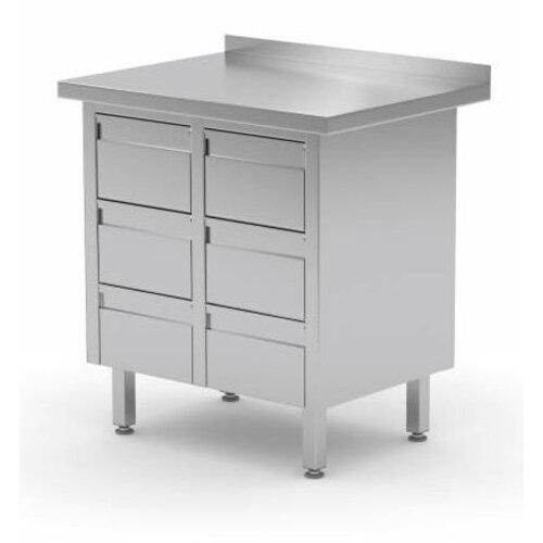 CHRselect Meuble INOX | Armoire à Tiroirs 2x avec 6 Tiroirs | Rebord | (l)830mm | 600mm(p) CHRselect Meuble INOX | Armoire à Tiroirs 2x avec 6 Tiroirs | Rebord | (l)830mm | 600mm(p)