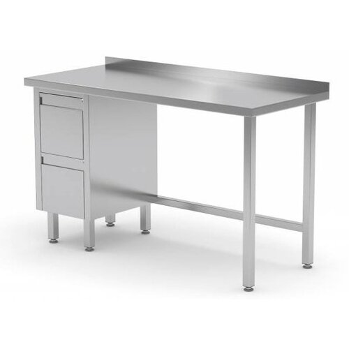CHRselect Table de Travail | INOX | 2 Tiroirs (Gauche) | Rebord | 800(l)x600(p)mm | Choix de 12 Largeurs