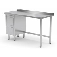 Table de Travail | INOX | 2 Tiroirs (Gauche) | Rebord | 800(l)x700(p)mm | Choix de 12 Largeurs