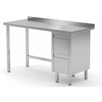 Table de Travail | INOX | 2 Tiroirs (Droite) | Rebord | 800(l)x600(p)mm | Choix de 12 Largeurs