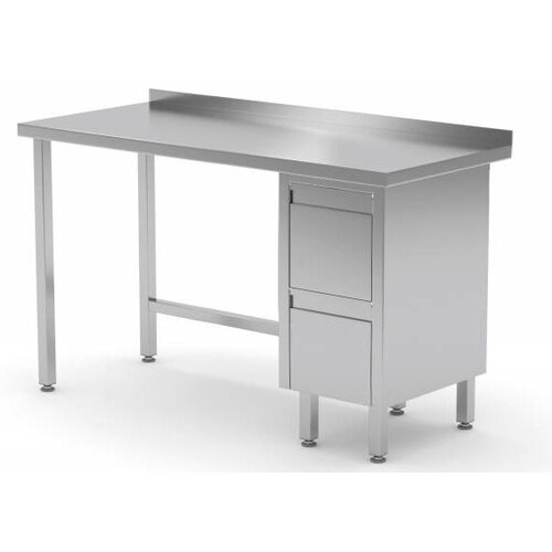 CHRselect Table de Travail | INOX | 2 Tiroirs (Droite) | Rebord | 800(l)x700(p)mm | Choix de 12 Largeurs