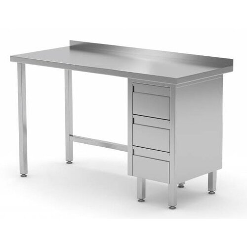 CHRselect Table de Travail | INOX | 3 Tiroirs (Droite) | Rebord | 800(l)x700(p)mm | Choix de 12 Largeurs CHRselect Table de Travail | INOX | 3 Tiroirs (Droite) | Rebord | 800(l)x700(p)mm | Choix de 12 Largeurs