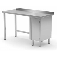 Table de Travail | INOX | 1 Porte Battante (Droite) | Rebord | 800(l)x600(p)mm | Choix de 12 Largeurs