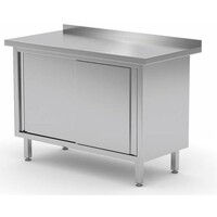 Table de Travail | INOX | 2 Portes Coulissantes | Rebord | HEAVY DUTY | 800(l)x600(p)mm | Choix de 12 Largeurs