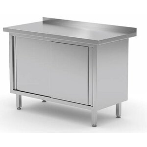 CHRselect Table de Travail | INOX | 2 Portes Coulissantes | Rebord | HEAVY DUTY | 800(l)x700(p)mm | Choix de 12 Largeurs