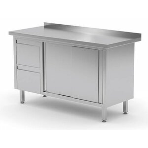 CHRselect Meuble INOX | 2 Tiroirs (Gauche) | 2 Portes Coulissantes | Rebord | 1200(l)x600(p)mm | Choix de 8 Largeurs CHRselect Meuble INOX | 2 Tiroirs (Gauche) | 2 Portes Coulissantes | Rebord | 1200(l)x600(p)mm | Choix de 8 Largeurs