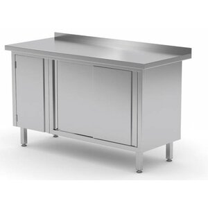 CHRselect Meuble INOX | 1 Porte Battante | 2 Portes Coulissantes | Rebord | 1200(l)x700(p)mm | Choix de 8 Largeurs