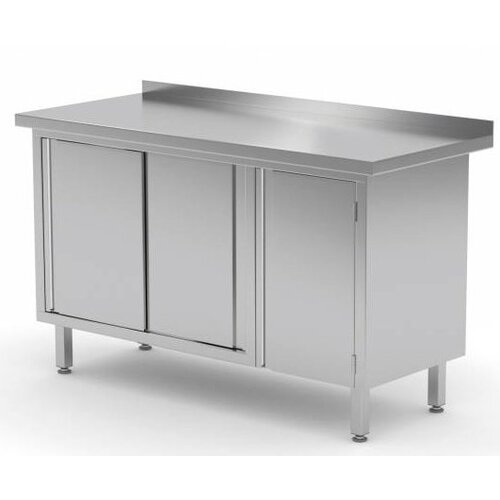 CHRselect Meuble INOX | 1 Porte Battante | 2 Portes Coulissantes | Rebord | 1200(l)x700(p)mm | Choix de 8 Largeurs