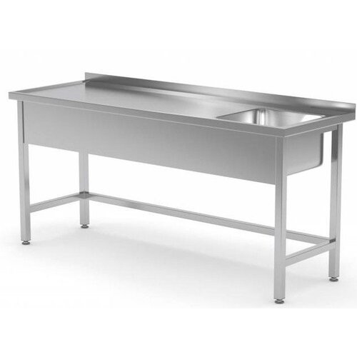 CHRselect Table Evier | INOX | Rebord | Evier XXL 500x400x(h)250 Droite |1200 (l)x700(p)mm | Choix de 8 Largeurs