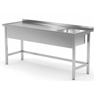CHRselect Table Evier | INOX | Rebord | Evier XXL 500x400x(h)250 Droite |1200 (l)x700(p)mm | Choix de 8 Largeurs