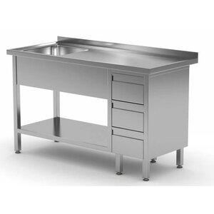 CHRselect Evier | Etagère Basse | 3 Egouttoirs | Evier 400x400x(h)250 | 1000(l)x(p)600mm | Choix de 10 Largeurs