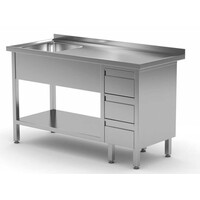 Evier | Etagère Basse | 3 Egouttoirs | Evier XXL 500x400x(h)250 | 1000(l)x700(p)mm | Choix de 10 Largeurs