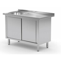 Evier sur Meuble | Evier (Gauche) | 2 Portes Coulissantes 500x400x(h)250 | Heavy Duty | 800(l)x700(p)mm | Choix de 12 Largeurs