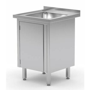 CHRselect Evier | INOX | 1 Porte Battante 400x400x(h)250 | 500(l)x600(p)mm | Choix de 2 Largeurs