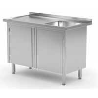 Evier sur Meuble | 2 Portes Battantes | Evier (Droite) 500x400x(h)250 | Heavy Duty | 700(l)x700(p)mm | Choix de 9 Largeurs