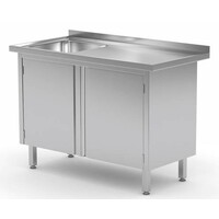 Evier sur Meuble | Evier (Gauche) | 2 Portes Battantes 400x400x(h)250 | Heavy Duty | 700(l)x600(p)mm | Choix de 9 Largeurs