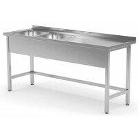 Table Evier XXL | INOX | 2 Eviers (Gauche) de 400x400x(h)250 | 1400(l)x600(p)mm | Choix de 6 Largeurs