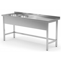 Table Evier XXL | INOX | 2 Eviers (Gauche) de 400x400x(h)250 | 1400(l)x600(p)mm | Choix de 6 Largeurs