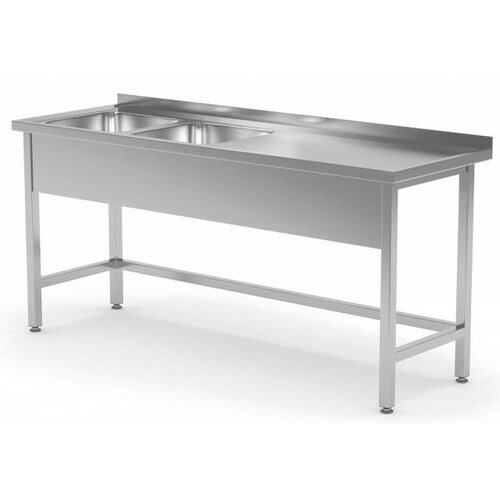 CHRselect Table Evier XXL | INOX | 2 Eviers XXL (Gauche) 500x400x(h)250 | 1400(l)x700(p)mm | Choix de 6 Largeurs