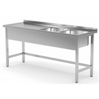 Table Evier XXL | INOX | 2 Eviers (Droite) de 400x400x(h)250 | 1400(l)x600(p)mm | Choix de 6 Largeurs