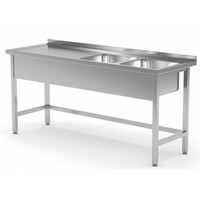 Table Evier XXL | INOX | 2 Eviers (Droite) de 400x400x(h)250 | 1400(l)x600(p)mm | Choix de 6 Largeurs