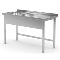 Table Evier | Inox | 2 Eviers à Gauche | 400x400x(h)250 | 1100(l)x(p)600mm | Choix de 6 Largeurs
