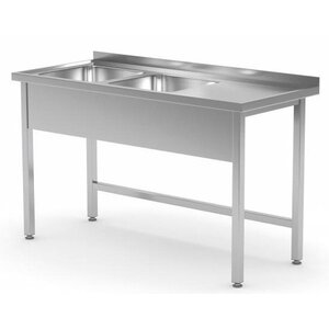 CHRselect Table Evier | INOX | 2 Eviers XXL (Gauche) de 500x400x(h)250 | 1100(l)x700(p)mm | Choix de 6 Largeurs