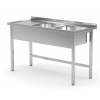 Table Evier | Inox | 2 Eviers à Droite | 400x400x(h)250| 1100(l)x600(p)mm | Choix de 6 Largeurs