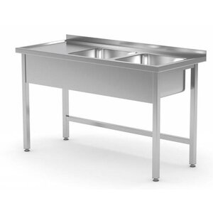 CHRselect Table Evier | Inox | 2 Eviers à Droite | 400x400x(h)250| 1100(l)x600(p)mm | Choix de 6 Largeurs