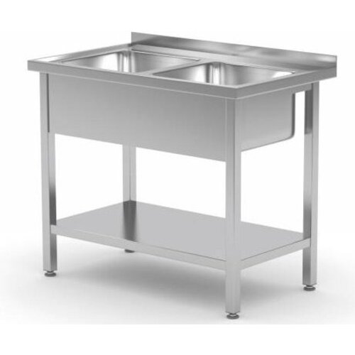 CHRselect Table Evier | INOX | 2 Eviers 400x400x250(h) | Etagère Basse | (l)1000mm | 600mm(p)