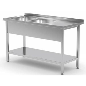 CHRselect Table Evier | INOX | 2 Eviers XXL de 500x400x(h)250 | 1100(l)x700(p)mm | Choix de 9 Largeurs