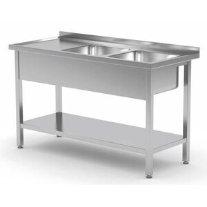 CHRselect Table Evier | INOX | 2 Eviers 400x400x(h)250 | 1100(l)x600(p)mm | Choix de 9 Largeurs