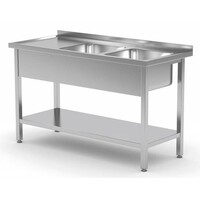 Table Evier | INOX | 2 Eviers 400x400x(h)250 | 1100(l)x600(p)mm | Choix de 9 Largeurs
