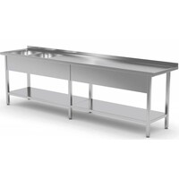 Table Evier XXXL | INOX | 2 Eviers de 400x400x(h)250 | 2000(l)x600(p)mm | Choix de 9 Largeurs