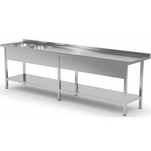 CHRselect Table Evier XXXL | INOX | 2 Eviers de 400x400x(h)250 | 2000(l)x600(p)mm | Choix de 9 Largeurs