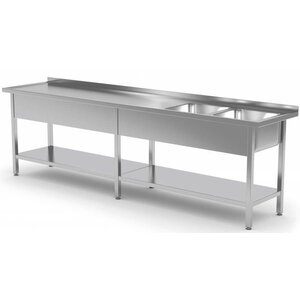 CHRselect Table Evier XXXL | INOX | 2 Eviers de 400x400x(h)250 | 2000(l)x600(p)mm | Choix de 9 Largeurs