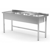 Table Evier XXL | INOX | 3 Eviers XXL | sur Base Ouverte | 1500(l)x700(p)mm | Choix de 5 Largeurs