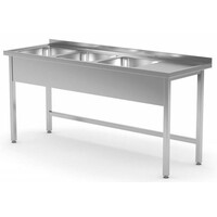 Table Evier XXL | INOX | 3 Eviers | sur Base Ouverte | 1500(l)x600(p)mm | Choix de 5 Largeurs