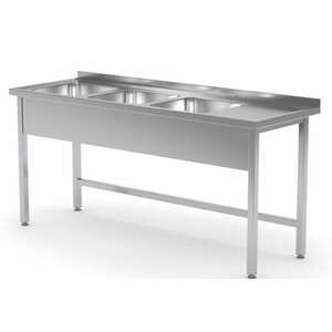 CHRselect Table Evier XXL | INOX | 3 Eviers XXL | sur Base Ouverte | 1500(l)x700(p)mm | Choix de 5 Largeurs