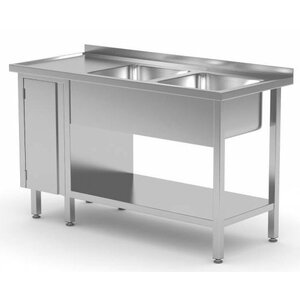 CHRselect Table Evier | INOX | 2 Eviers XXL | 1 Porte Battante | 1400(l)x700(p)mm | Choix de 7 Largeurs CHRselect Table Evier | INOX | 2 Eviers XXL | 1 Porte Battante | 1400(l)x700(p)mm | Choix de 7 Largeurs