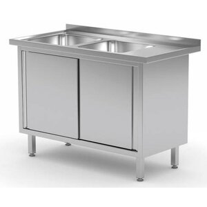 CHRselect Evier | INOX | 2 Eviers | 2 Portes Coulissantes | 1100(l)x600(p)mm | Choix de 9 Largeurs