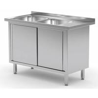 Evier | INOX | 2 Eviers | 2 Portes Coulissantes | 1100(l)x600(p)mm | Choix de 9 Largeurs