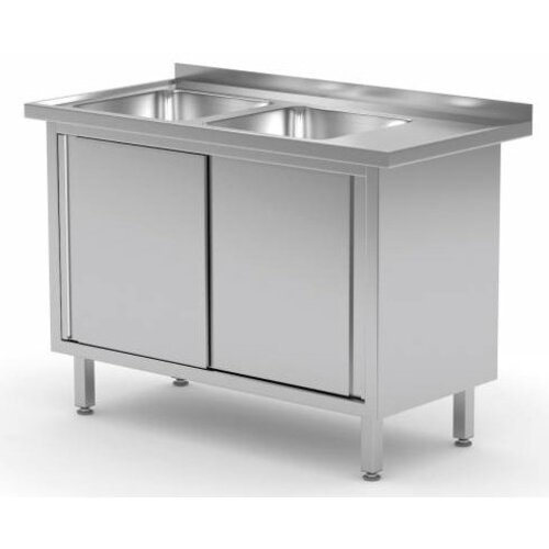 CHRselect Evier | INOX | 2 Eviers | 2 Portes Coulissantes | 1100(l)x600(p)mm | Choix de 9 Largeurs