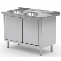 Evier | INOX | 2 Eviers XXL | 2 Portes Coulissantes | 1100(l)x700(p)mm | Choix de 9 Largeurs