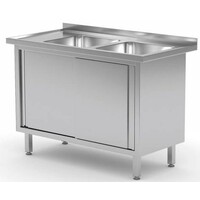 Evier | INOX | 2 Eviers | 2 Portes Coulissantes | 1100(l)x600(p)mm | Choix de 9 Largeurs