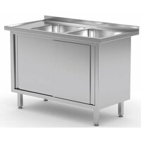 Evier | INOX | 2 Eviers XXL | 2 Portes Coulissantes | 1100(l)x700(p)mm | Choix de 9 Largeurs
