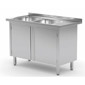 CHRselect Evier | INOX | 2 Eviers XXL | 2 Portes Battantes | 1100(l)x700(p)mm | Choix de 5 Largeurs