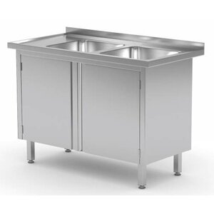 CHRselect Evier | INOX | 2 Eviers XXL | 2 Portes Battantes | 1100(l)x700(p)mm | Choix de 5 Largeurs