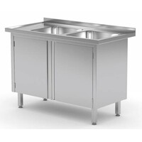 Evier | INOX | 2 Eviers XXL | 2 Portes Battantes | 1100(l)x700(p)mm | Choix de 5 Largeurs