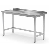Table de Travail | INOX | avec Trou d'Evacuation Pour Plonge | 800(l)x600(p)mm | Choix de 12 Largeurs